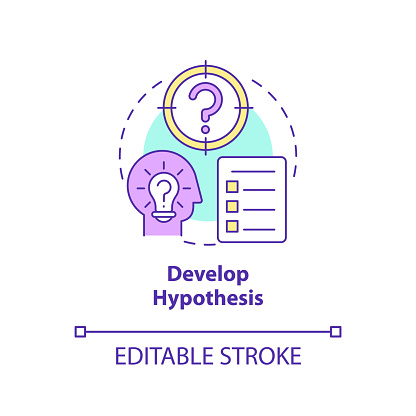 Develop hypothesis concept icon. Find goal. How to conduct causal research abstract idea thin line illustration. Isolated outline drawing. Editable stroke. Arial, Myriad Pro-Bold fonts used