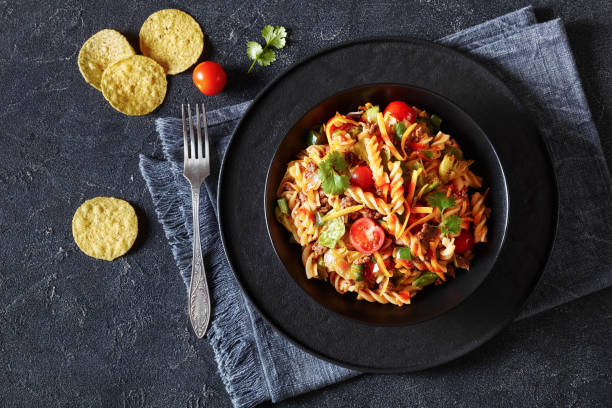 istock pasta salad with ground beef and veggies in bowl 1480226946