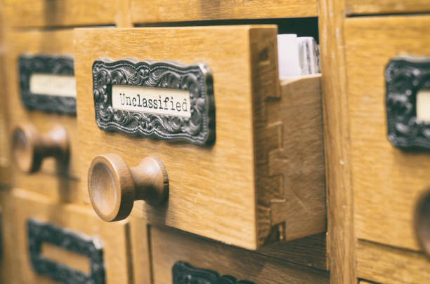 istock Old wooden archive files catalog drawer, files 1480227868