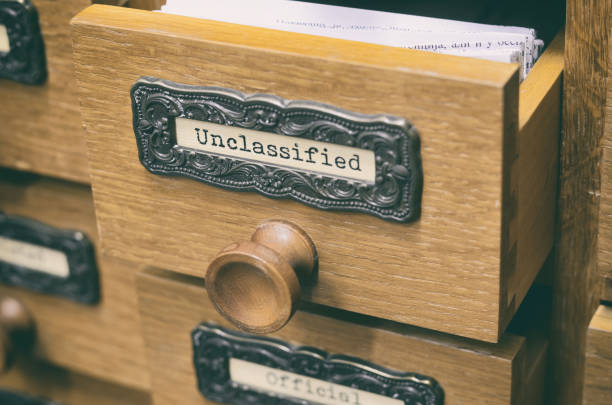 istock Old wooden archive files catalog drawer, files 1480227869