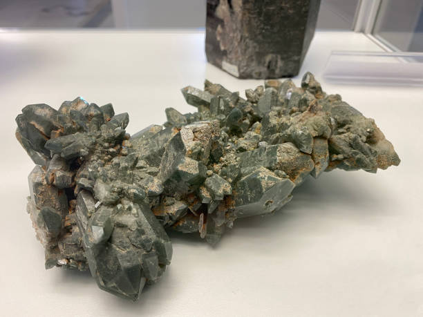 Quartz with intergrown chlorite or Quarz mit eingewachsenem Chlorit (minerals and crystals in the exhibition Mount Säntis - worlds of experiences on the Santis summit) - Switzerland (Schweiz)