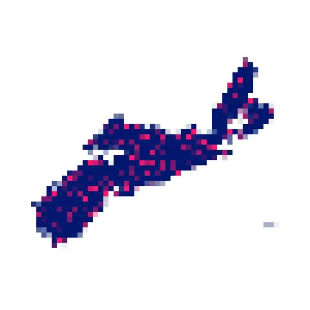 Vector illustration of Nova Scotia map in pixels on white background