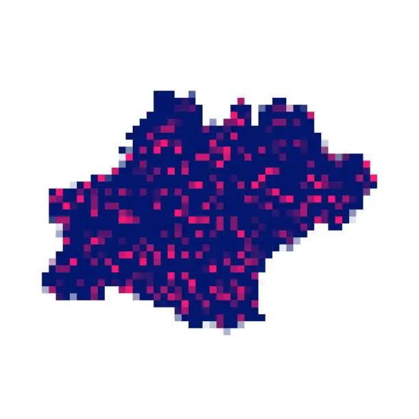 Vector illustration of Occitanie map in pixels on white background