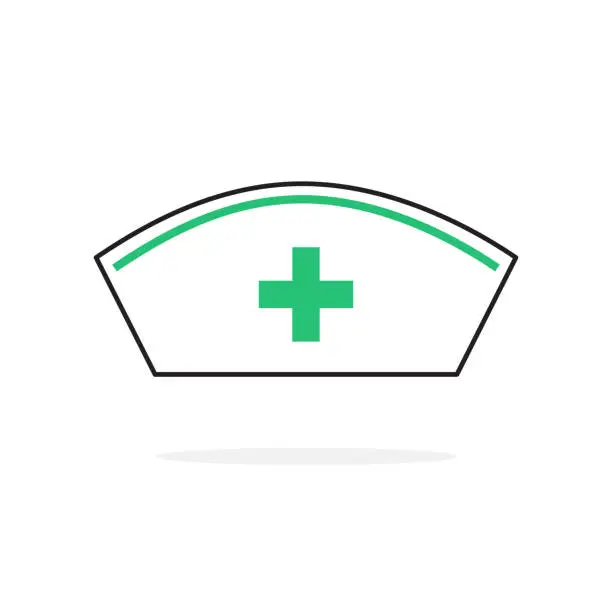 Vector illustration of Nurse hat icon in trendy flat style design. Vector graphic illustration. Nurse hat icon for website design, logo, app, and ui. Vector file. EPS 10.