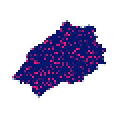 Map of Saint Helena created with pink and purple square dots on a blank background. Modern and trendy mosaic illustration in pixel art style. Vector Illustration (EPS file, well layered and grouped). Easy to edit, manipulate, resize or colorize. Vector and Jpeg file of different sizes.