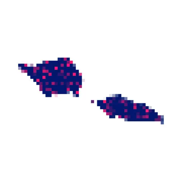 Vector illustration of Samoa map in pixels on white background