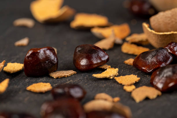 istock brown tamarind seeds on the table, scattered seeds 1480236584