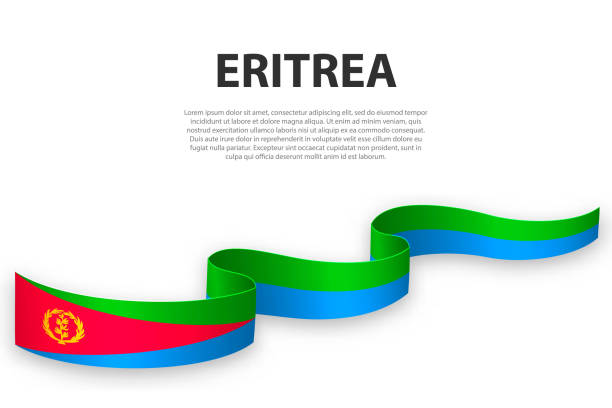 machająca wstążka lub baner z flagą erytrei - state of eritrea stock illustrations