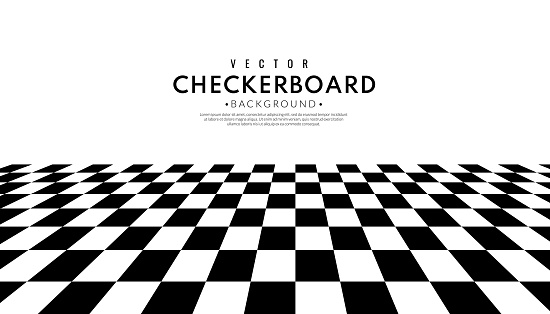 Abstract Checkerboard pattern on white background. Racing and speed or Success concept. Chess border template. Graphic vector flat design style.