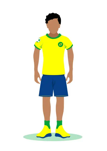 Vector illustration of Vector illustration of Brazil soccer player isolated on white background