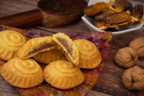 istock Traditional eid maamoul or mamoul cookies with dates, nuts, and jam, Arabic sweets for Aid al-Fitr and easter 1480242514