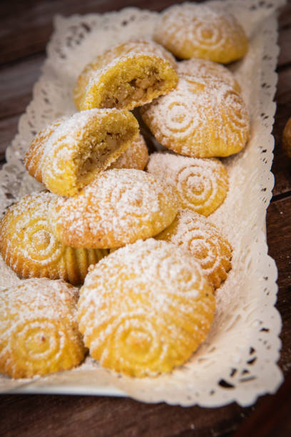 istock Traditional eid maamoul or mamoul cookies with dates, nuts, and jam, Arabic sweets for Aid al-Fitr and easter 1480242967