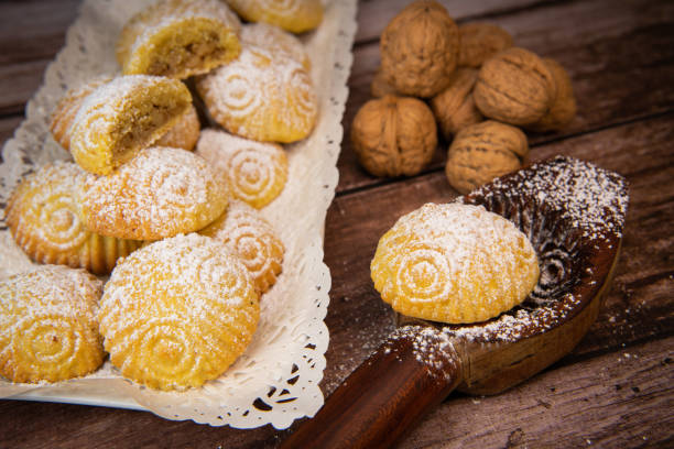 istock Traditional eid maamoul or mamoul cookies with dates, nuts, and jam, Arabic sweets for Aid al-Fitr and easter 1480242970