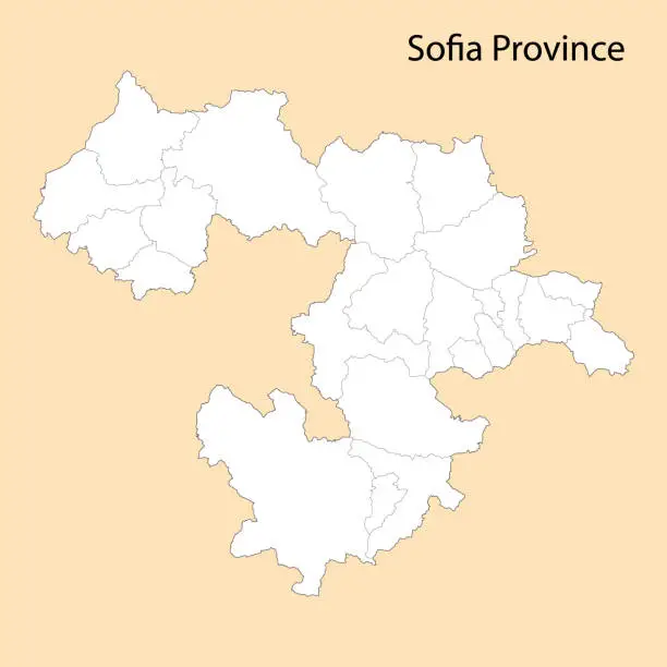 Vector illustration of High Quality map of Sofia Province is a province of Bulgaria