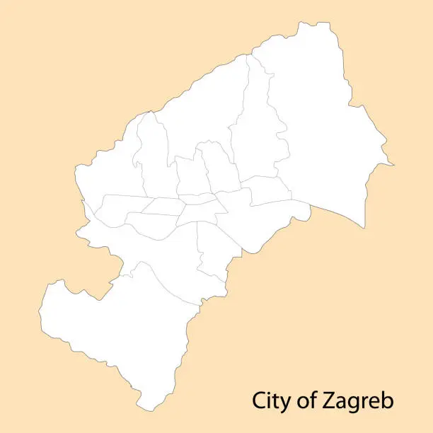 Vector illustration of High Quality map of City of Zagreb is a region of Croatia
