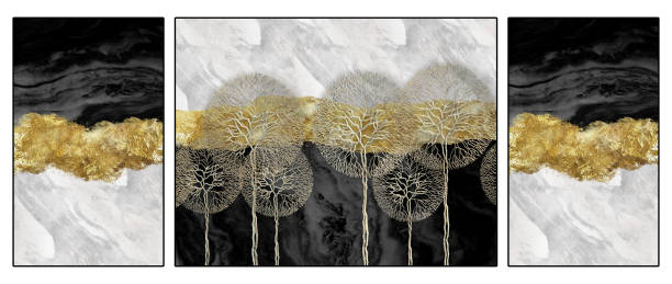 istock 3d abstract modern marble wallpaper for canvas wall art decor. Golden, black, white and gray marbled background 1480257310
