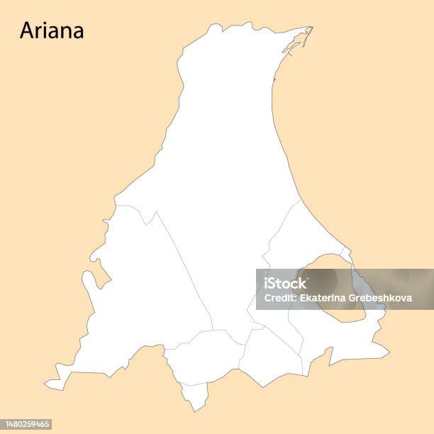 アリアナの高品質マップはチュニジアの地域です アリアナのベクターアート素材や画像を多数ご用意 アリアナ, イラストレーション