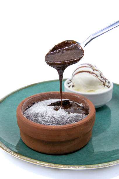 istock Chocolate Souffle with ice cream isolated on white 1480261020