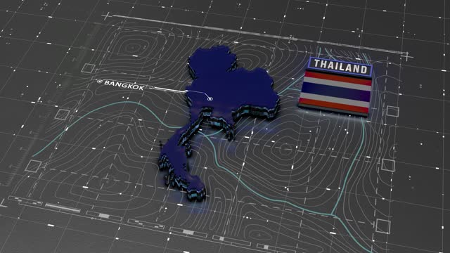 Thailand map Digital background Loop 4k