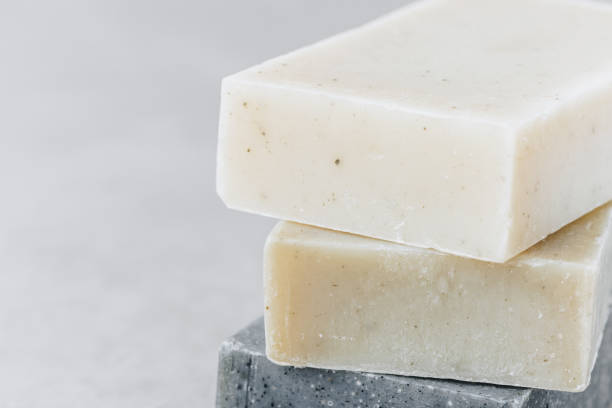 istock Soap. Organic soap bars. Stack of natural soap bars on gray stone background 1480267203