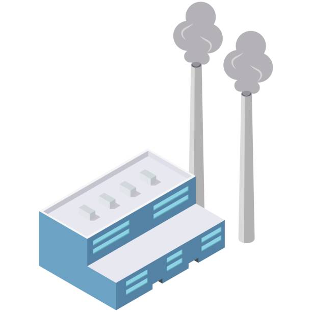 ilustrações, clipart, desenhos animados e ícones de fábrica de vetor de cachimbo da indústria de fumaça construindo no branco - isometric natural gas power station nuclear reactor