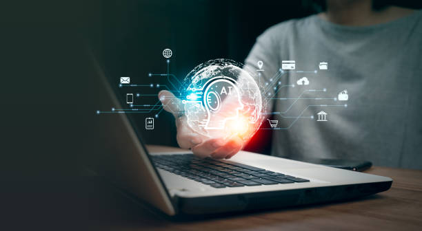 istock Businessman using smart devices for Digital technology connection and marketing,, links to artificial intelligence, internet of thing. Concept smart robot AI, futuristic technology transformation. 1480268983