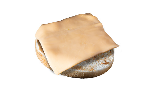 burger ingredients isolated on white, bread and cheese