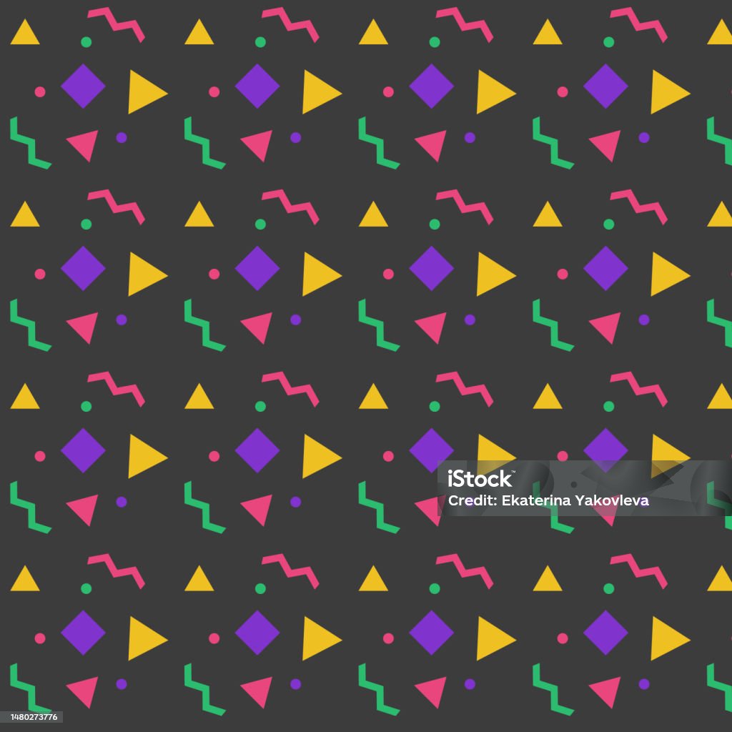 Simple Pattern From Shapes Seamless Pattern Of Simple Geometric Shapes Vector Illustration Stock ...