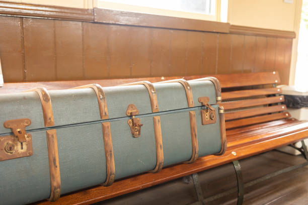 Vintage old classic travel leather suitcases