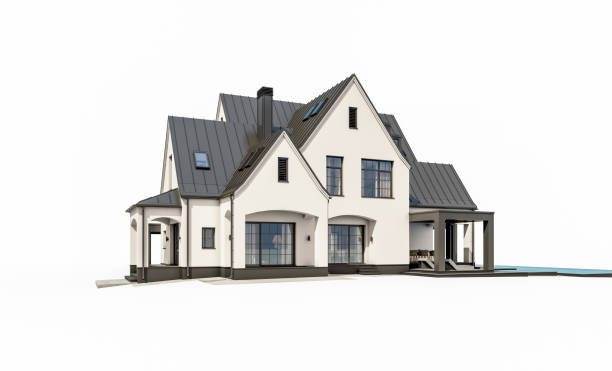 istock 3d rendering of white and black modern Tudor house isolated on white 1480279596