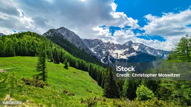 Velika Baba A Scenic View On Jezerska Kocna In The Mountains Of Kamnik Savinja Alps In Carinthia Border Austria And Slovenia Stock Photo - Download Image Now