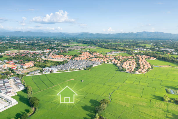 istock Green fields and dream house in aerial view. 1480284770