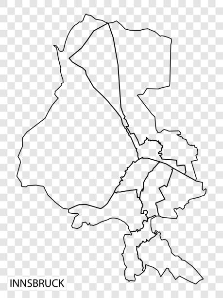 ilustrações de stock, clip art, desenhos animados e ícones de high quality map of innsbruck is a city of austria, with borders of the regions. map of innsbruck for your web site design, app, ui. eps10. - silhouette tirol innsbruck austria