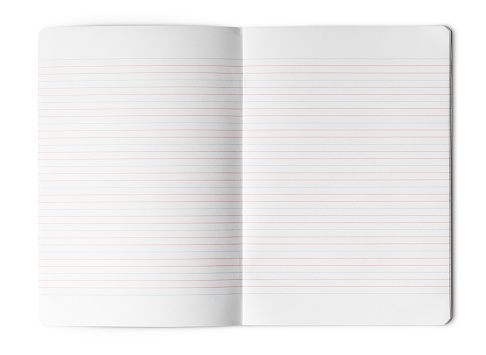 White lined paper notepad with blank space for text. Thif file is cleaned, retouched and contains clipping path..