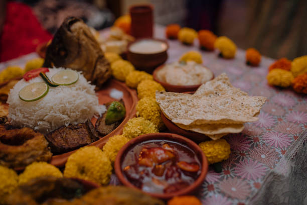 aiburo bhat ritual food arrangement bengalski rytuał ślubny - bengal zachodni zdjęcia i obrazy z banku zdjęć