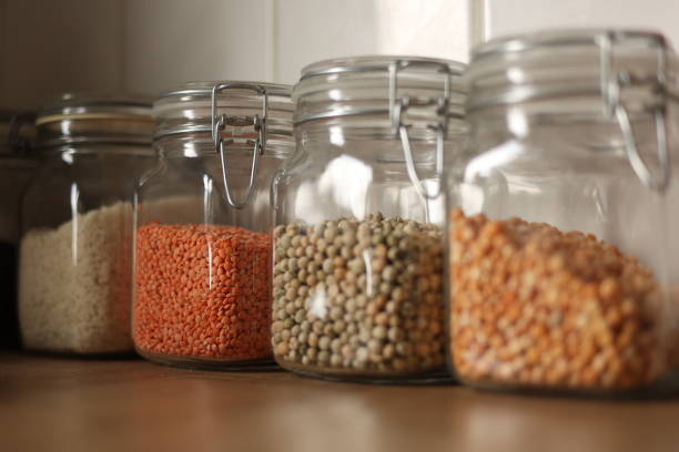 istock Dried lentils, rice and peas. 1480298877