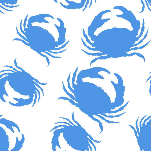 istock Seamless watercolor sea pattern. Hand drawn crab. Vintage style illustration. White background. Nautical elements. Hello sea. Nautical interior 1480300864