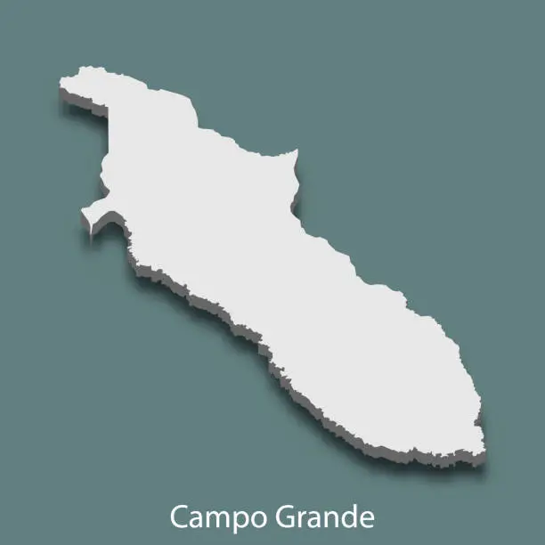 Vector illustration of 3d isometric map of Campo Grande is a city of Brazil