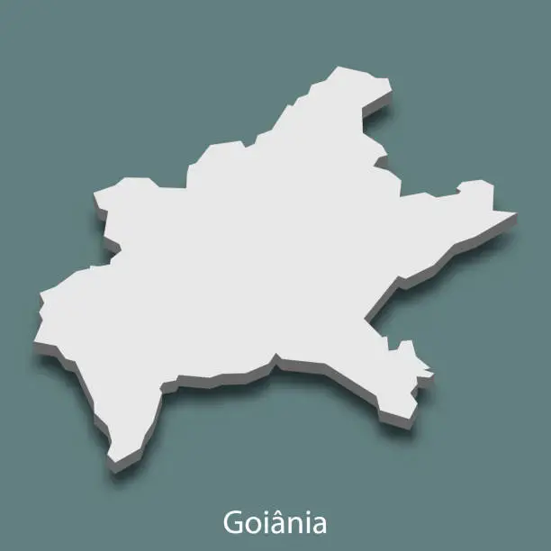 Vector illustration of 3d isometric map of Goiania is a city of Brazil