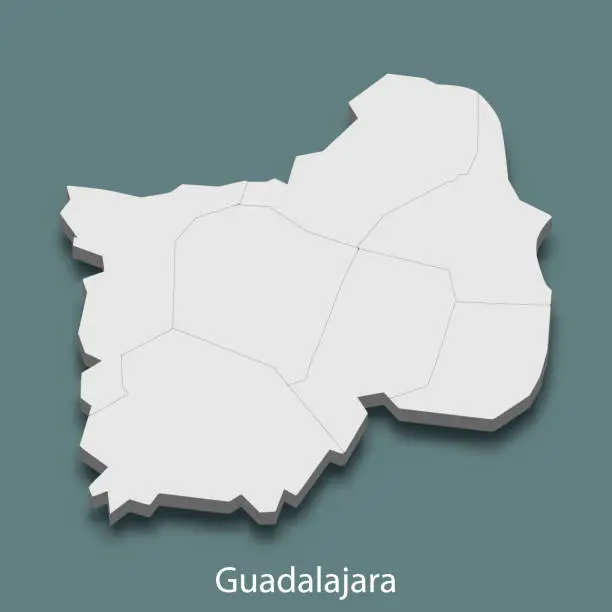 Vector illustration of 3d isometric map of Guadalajara is a city of Mexico