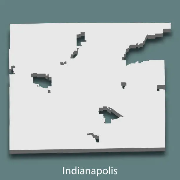 Vector illustration of 3d isometric map of Indianapolis is a city of United States