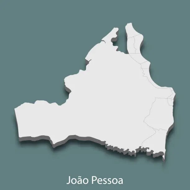 Vector illustration of 3d isometric map of Joao Pessoa is a city of Brazil