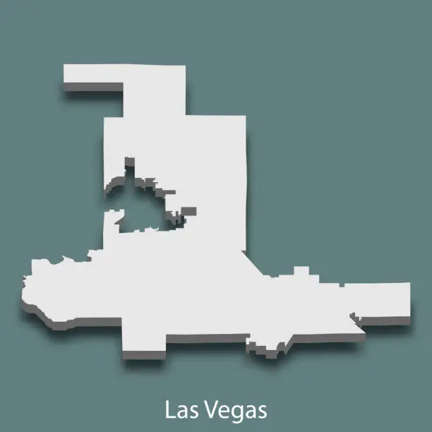Vector illustration of 3d isometric map of Las Vegas is a city of United States