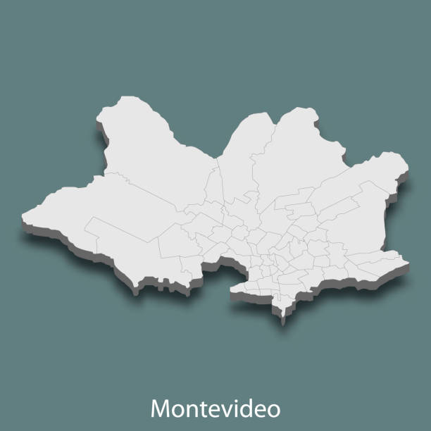 ilustraciones, imágenes clip art, dibujos animados e iconos de stock de mapa isométrico 3d de montevideo es una ciudad de uruguay - montevideo uruguay town square travel