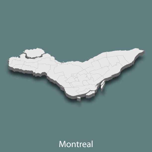 3d isometric map of Montreal is a city of Canada 3d isometric map of Montreal is a city of Canada, vector illustration island of montreal stock illustrations