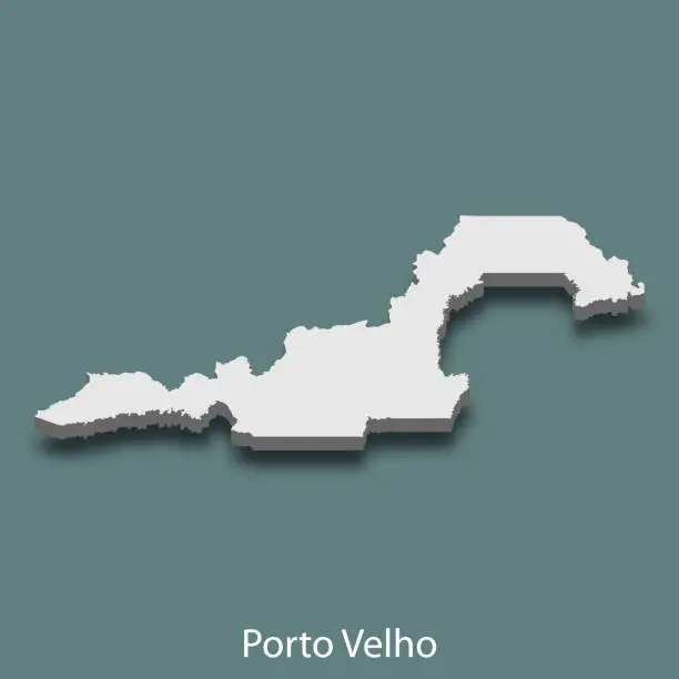 Vector illustration of 3d isometric map of Porto Velho is a city of Brazil