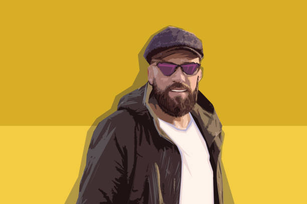 Looking good dressed in old-fashioned clothes Portrait of a one handsome man dressed in clothes that look old-fashioned but it is in fact very stylish good looking man looking up stock illustrations