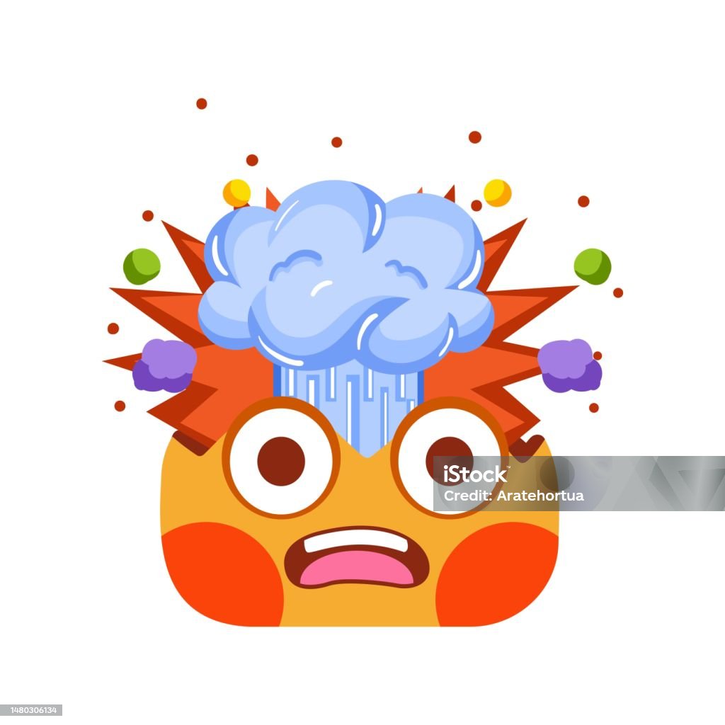 Vector Cartoon Cute Exploding Head Emoji Isolated Illustration Stock ...