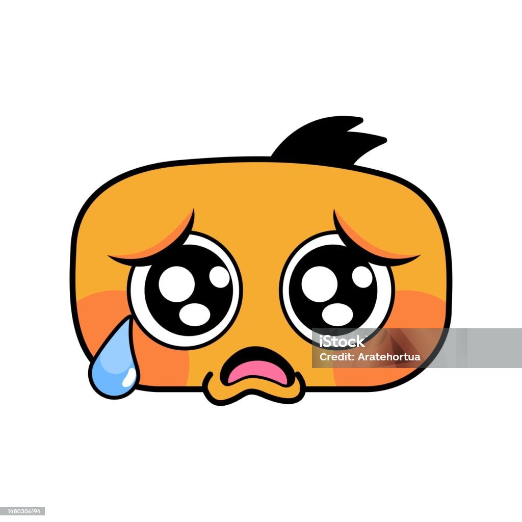 Vector Cartoon Cute Crying Face Emoji Isolated Illustration Stock  Illustration - Download Image Now - iStock