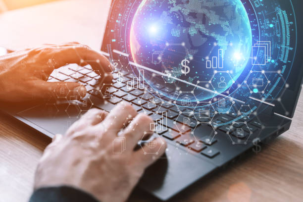 istock Big data technology background. Using a laptop against the background of visualization of a computer internet network, social connection, analytics, information. 1480307509